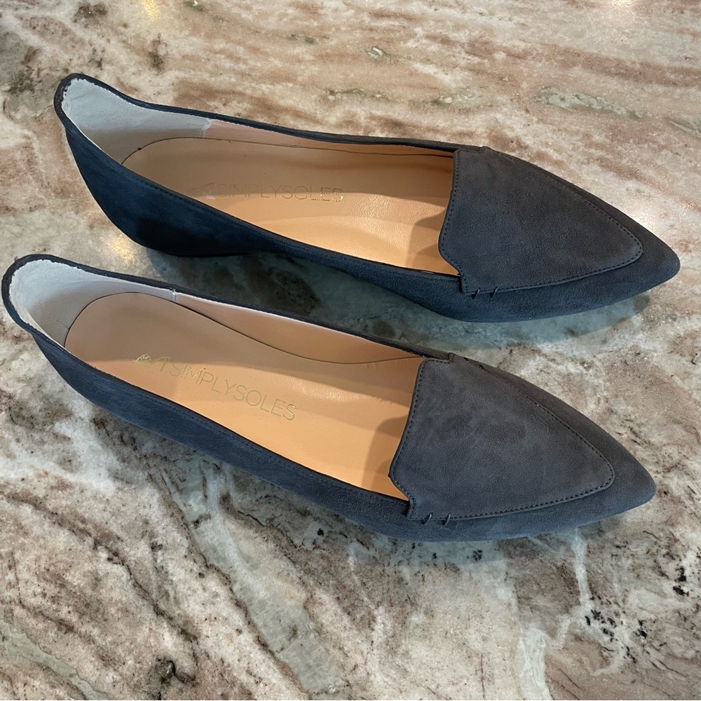Simply Soles Simplysoles Leather Pointed Toe Flat Loafer Shoes Size 9.5
